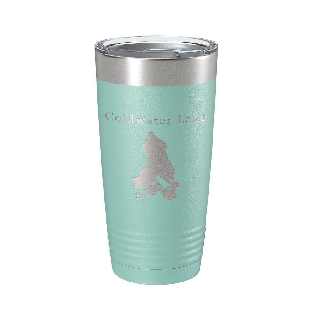 Coldwater Lake Map Tumbler Travel Mug Insulated Laser Engraved Coffee Cup Michigan 20 oz