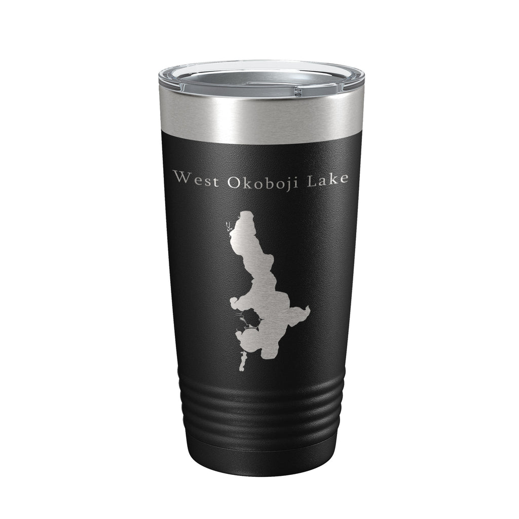 West Okoboji Lake Map Tumbler Travel Mug Insulated Laser Engraved Coffee Cup Iowa 20 oz
