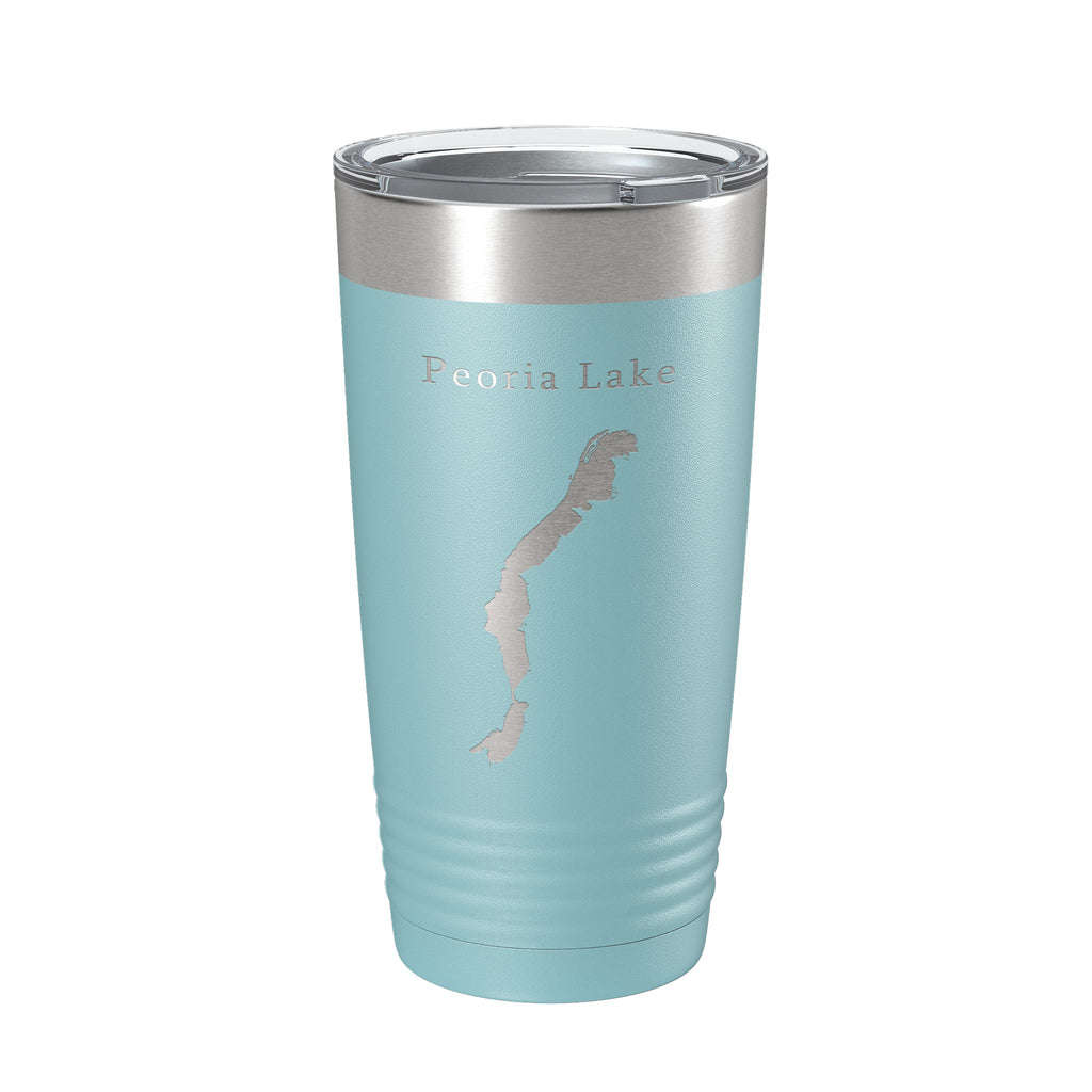 Peoria Lake Map Tumbler Travel Mug Insulated Laser Engraved Coffee Cup Illinois 20 oz