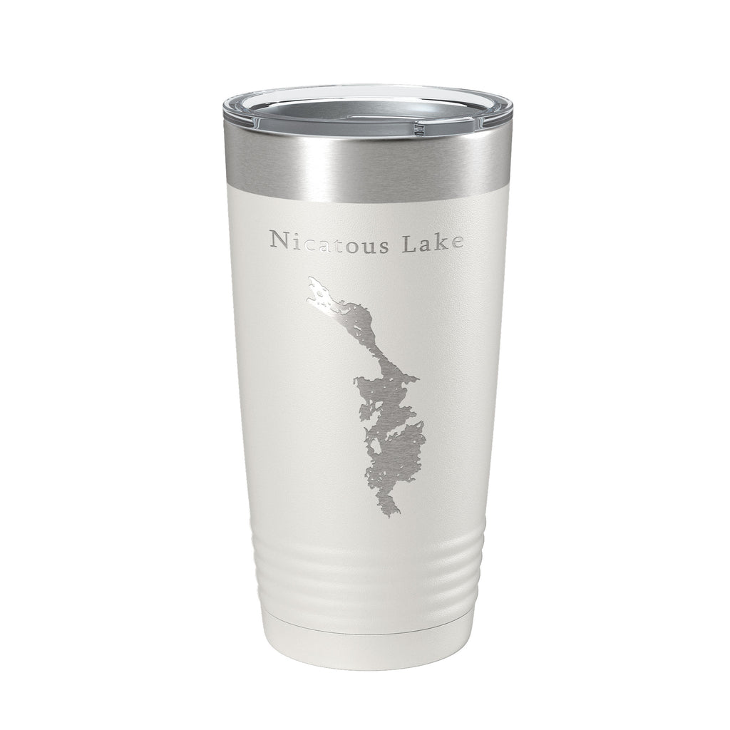 Nicatous Lake Map Tumbler Travel Mug Insulated Laser Engraved Coffee Cup Maine 20 oz