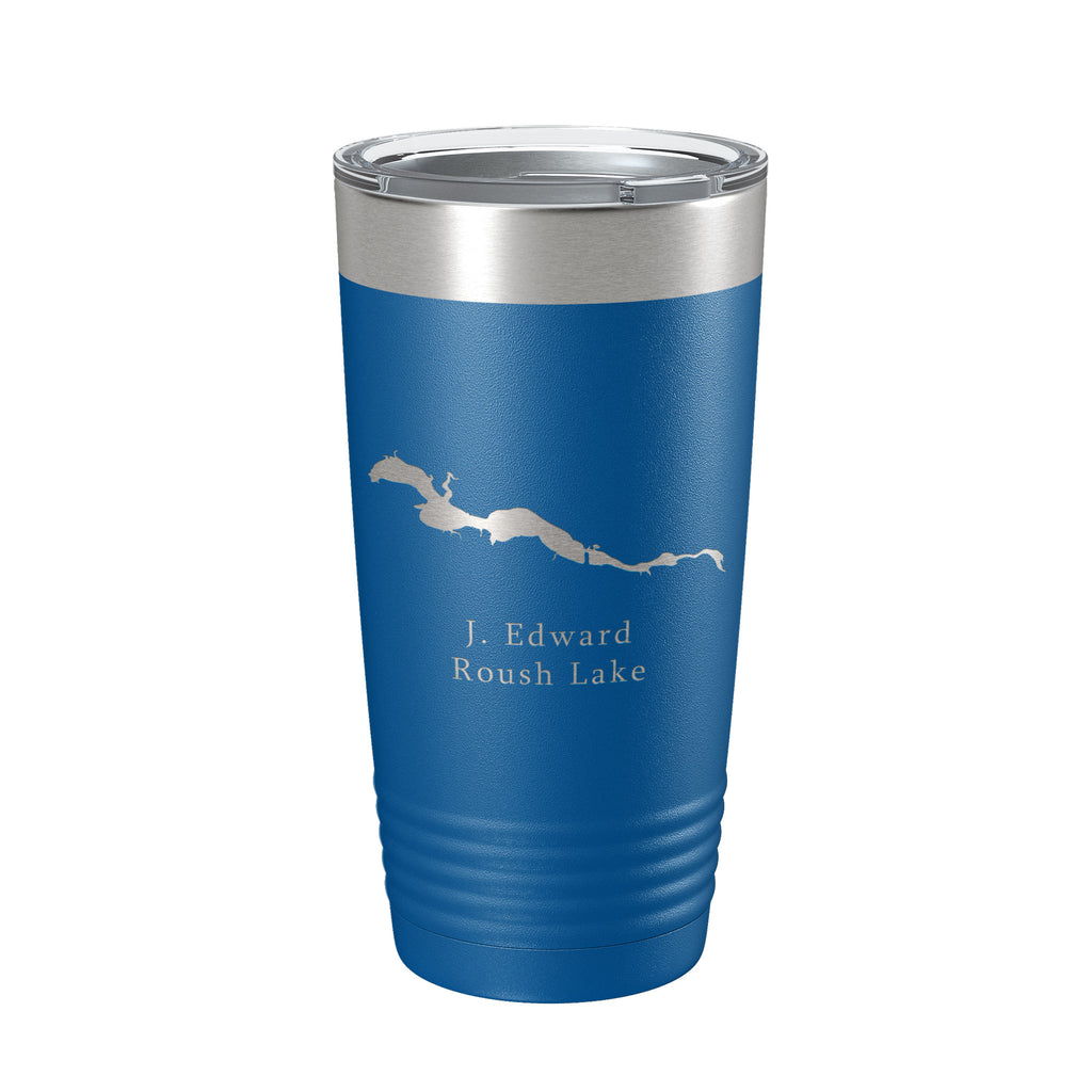 J. Edward Roush Lake Map Tumbler Travel Mug Insulated Laser Engraved Coffee Cup Indiana 20 oz