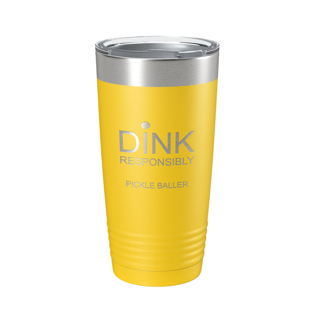 Pickleball Tumbler Dink Responsibly Travel Mug Gift Insulated Laser Engraved Coffee Cup 20 oz