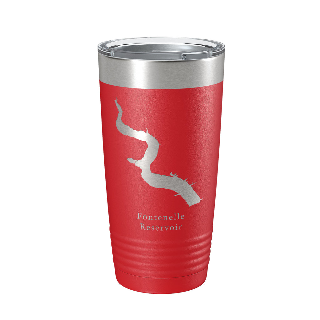 Fontenelle Reservoir Tumbler Lake Map Travel Mug Insulated Laser Engraved Coffee Cup Wyoming 20 oz