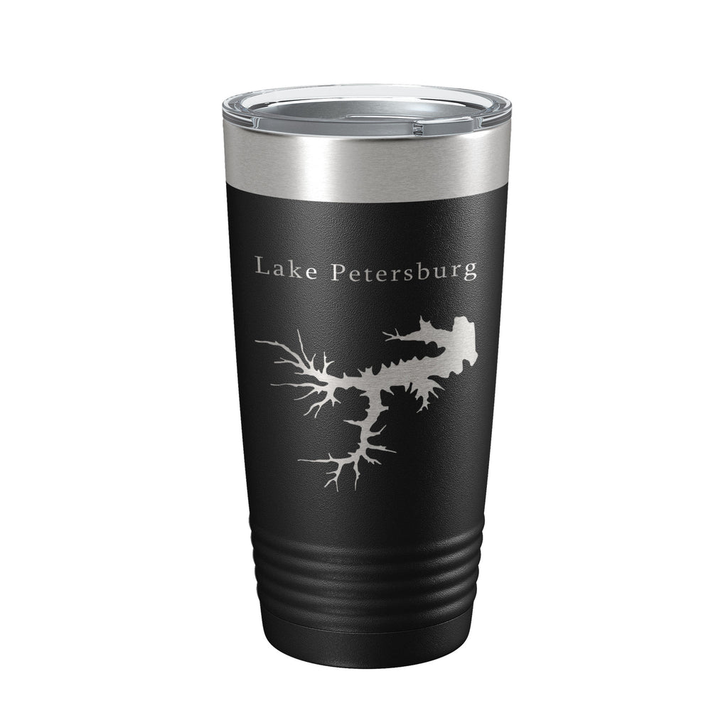 Lake Petersburg Map Tumbler Travel Mug Insulated Laser Engraved Coffee Cup Illinois 20 oz