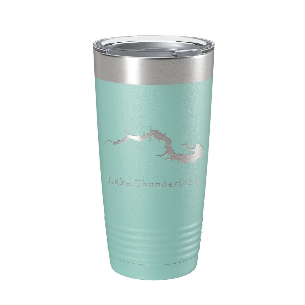 Lake Thunderbird Map Tumbler Travel Mug Insulated Laser Engraved Coffee Cup Illinois 20 oz