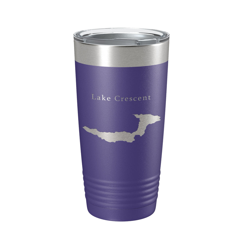 Lake Crescent Map Tumbler Travel Mug Insulated Laser Engraved Coffee Cup Washington 20 oz