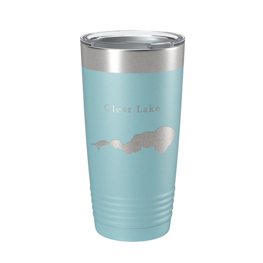 Clear Lake Map Tumbler Travel Mug Insulated Laser Engraved Coffee Cup Iowa 20 oz