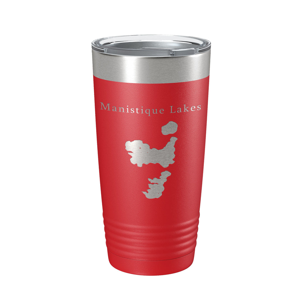 Manistique Lakes Map Tumbler Travel Mug Insulated Laser Engraved Coffee Cup Michigan 20 oz