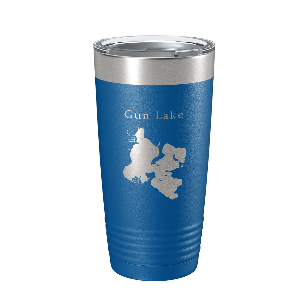 Gun Lake Map Tumbler Travel Mug Insulated Laser Engraved Coffee Cup Michigan 20 oz