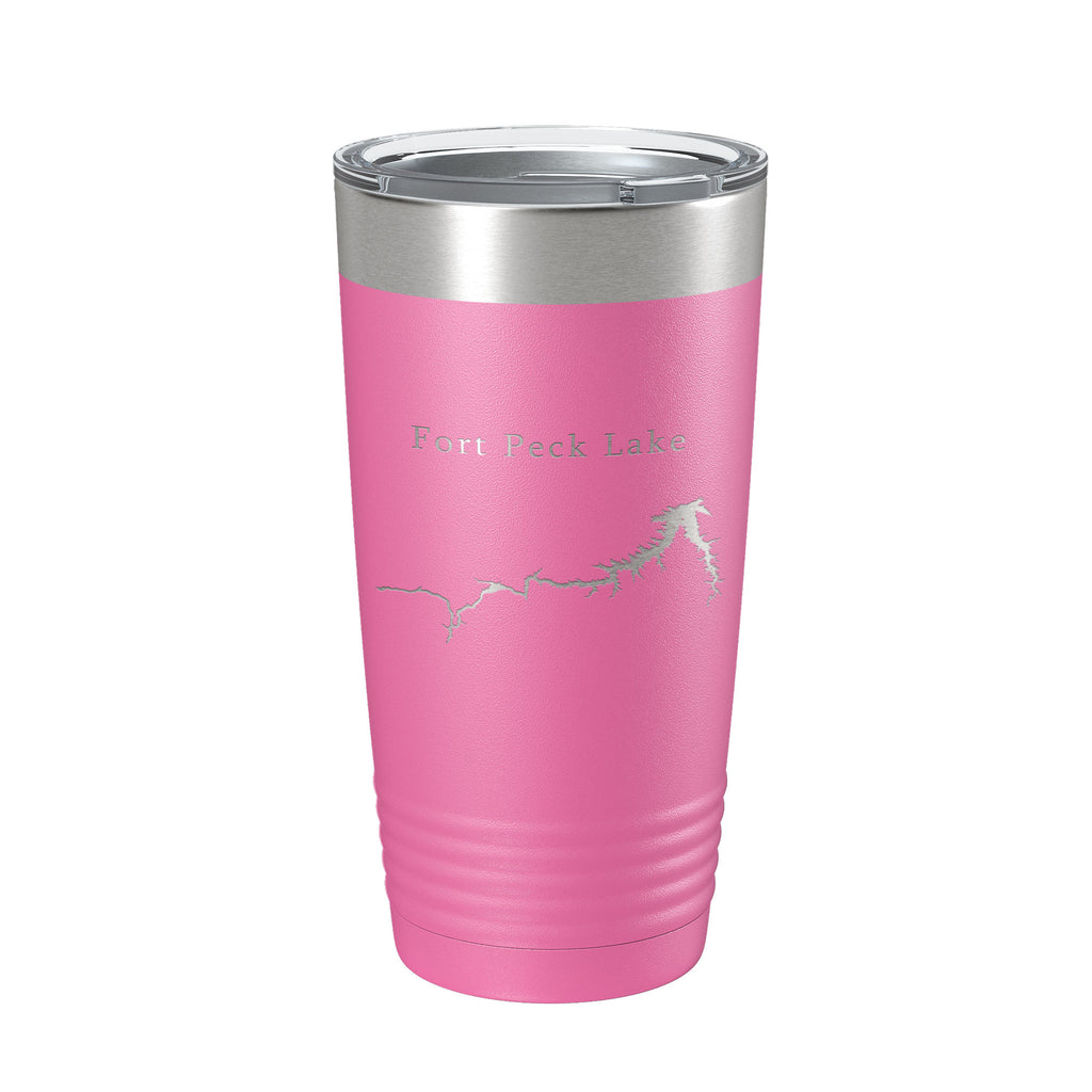 Fort Peck Lake Map Tumbler Travel Mug Insulated Laser Engraved Coffee Cup Montana 20 oz