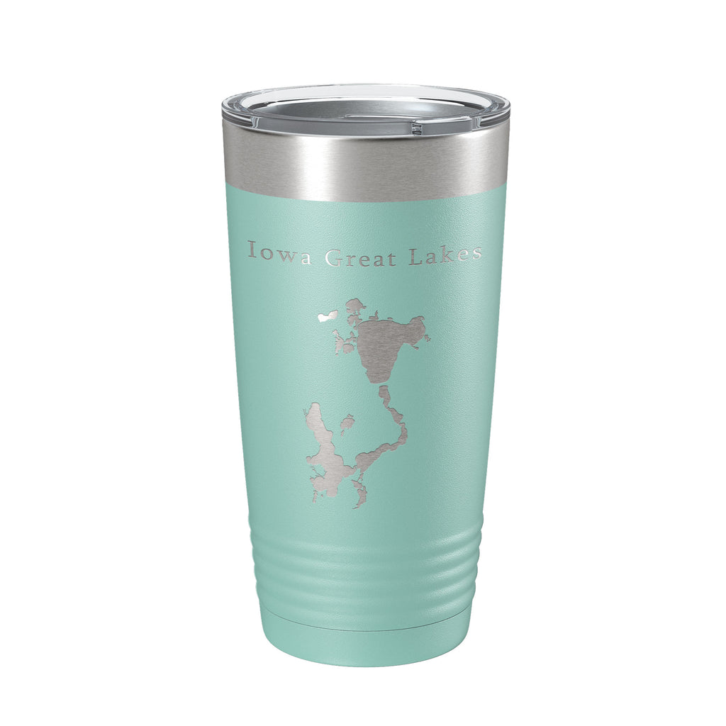 Iowa Great Lakes Map Tumbler Travel Mug Insulated Laser Engraved Coffee Cup Iowa 20 oz