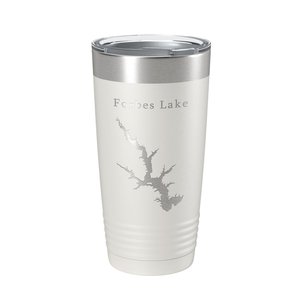 Forbes Lake Map Tumbler Travel Mug Insulated Laser Engraved Coffee Cup Illinois 20 oz