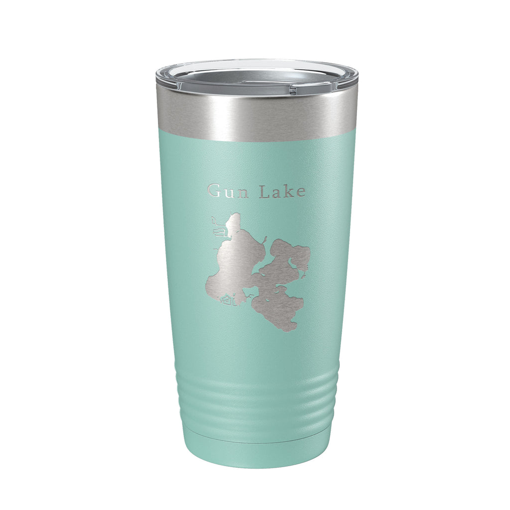 Gun Lake Map Tumbler Travel Mug Insulated Laser Engraved Coffee Cup Michigan 20 oz