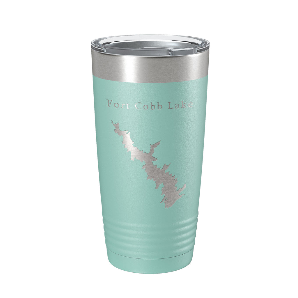 Fort Cobb Lake Map Tumbler Travel Mug Insulated Laser Engraved Coffee Cup Oklahoma 20 oz