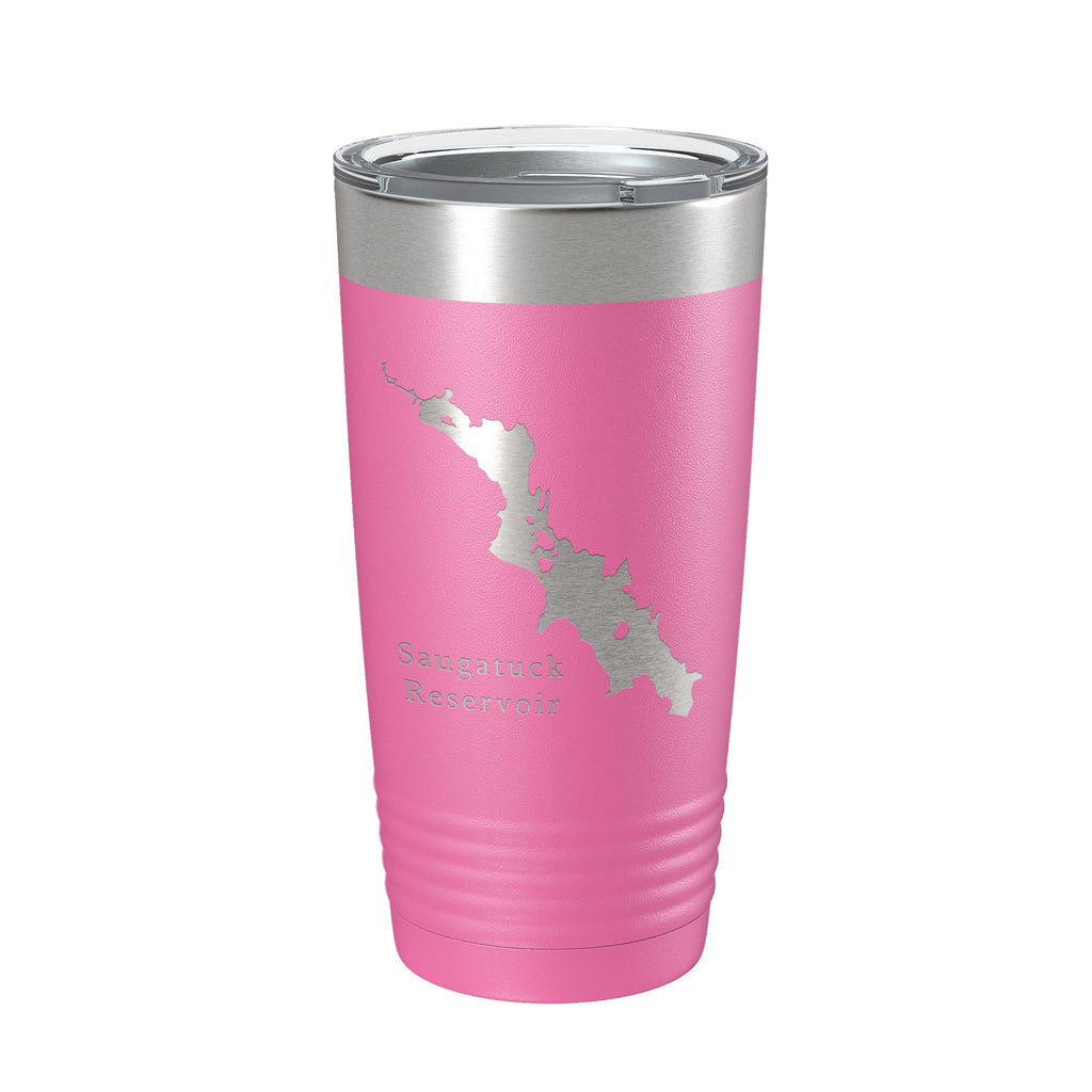 Saugatuck Reservoir Tumbler Lake Map Travel Mug Insulated Laser Engraved Coffee Cup Connecticut 20 oz