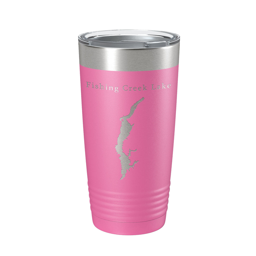 Fishing Creek Lake Map Tumbler Travel Mug Insulated Laser Engraved Coffee Cup South Carolina 20 oz