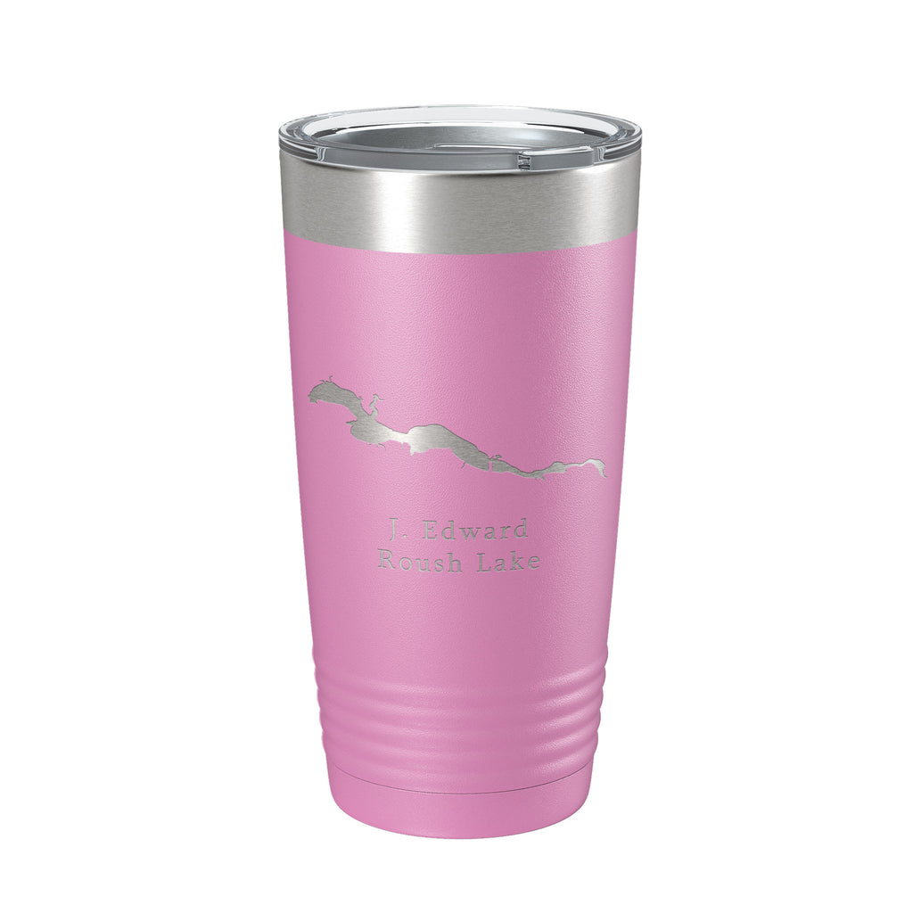 J. Edward Roush Lake Map Tumbler Travel Mug Insulated Laser Engraved Coffee Cup Indiana 20 oz