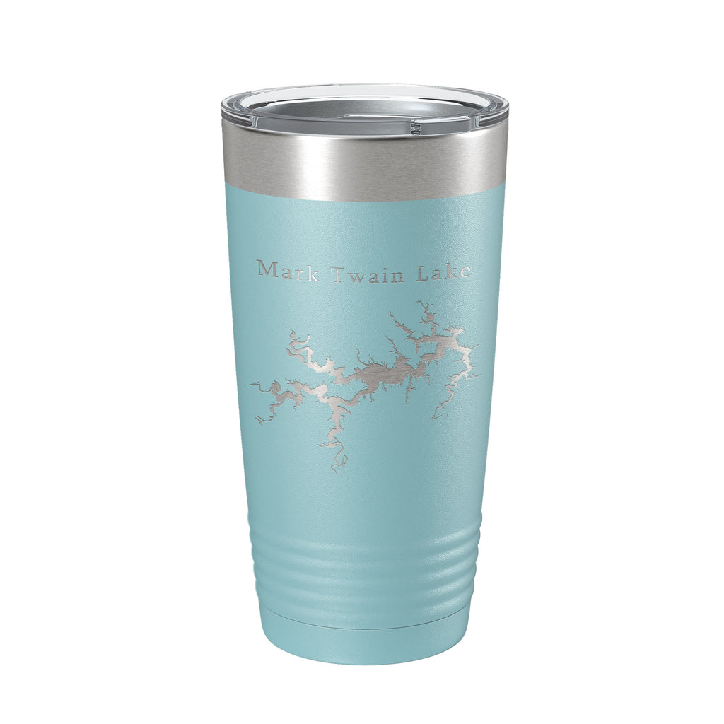 Mark Twain Lake Map Tumbler Travel Mug Insulated Laser Engraved Coffee Cup Missouri 20 oz