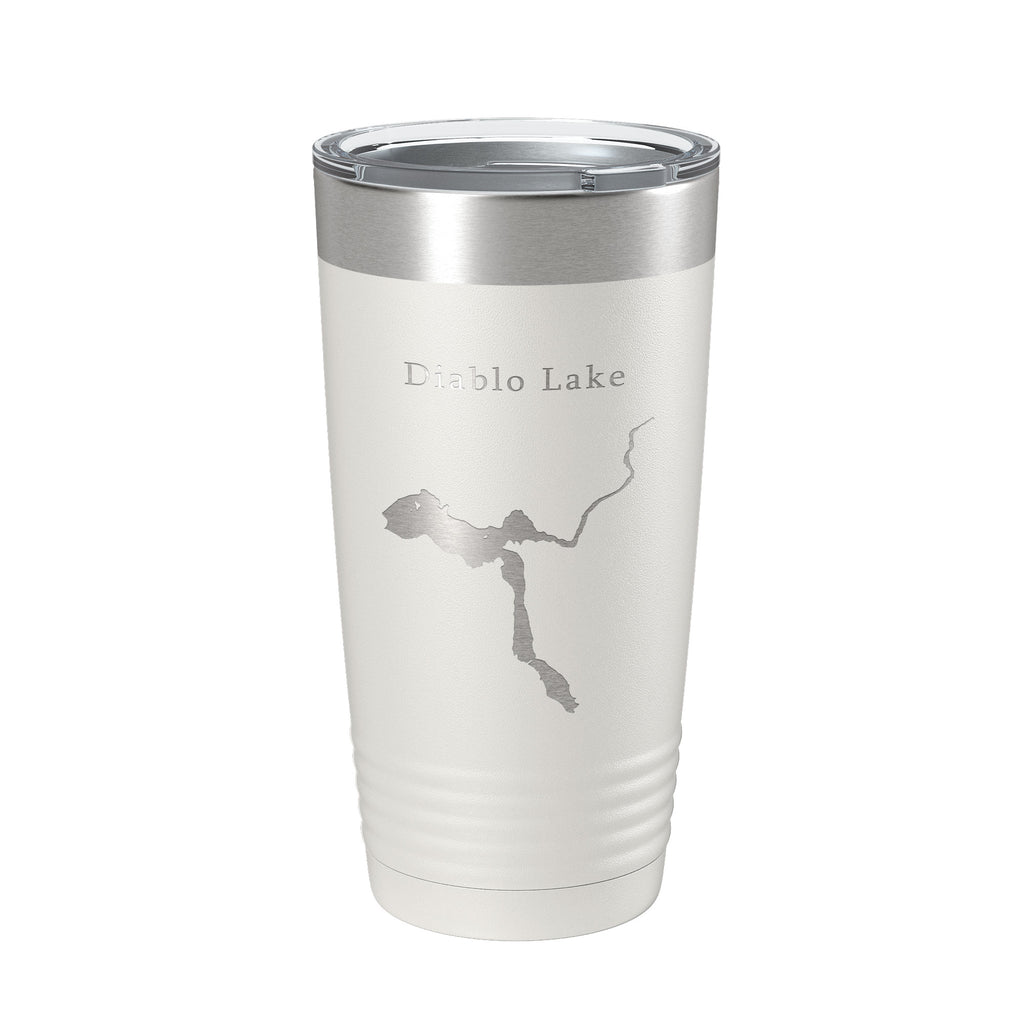 Diablo Lake Map Tumbler Travel Mug Insulated Laser Engraved Coffee Cup Washington 20 oz