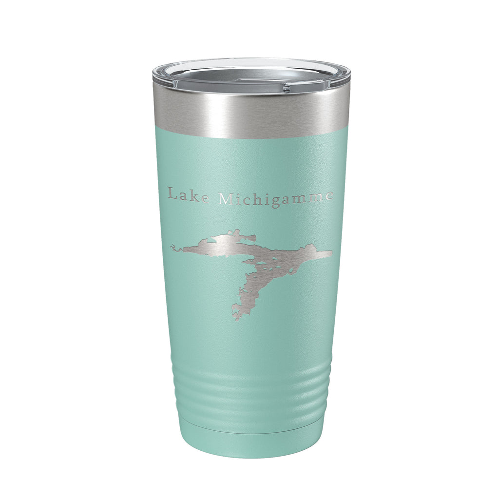 Lake Michigamme Map Tumbler Travel Mug Insulated Laser Engraved Coffee Cup Michigan 20 oz