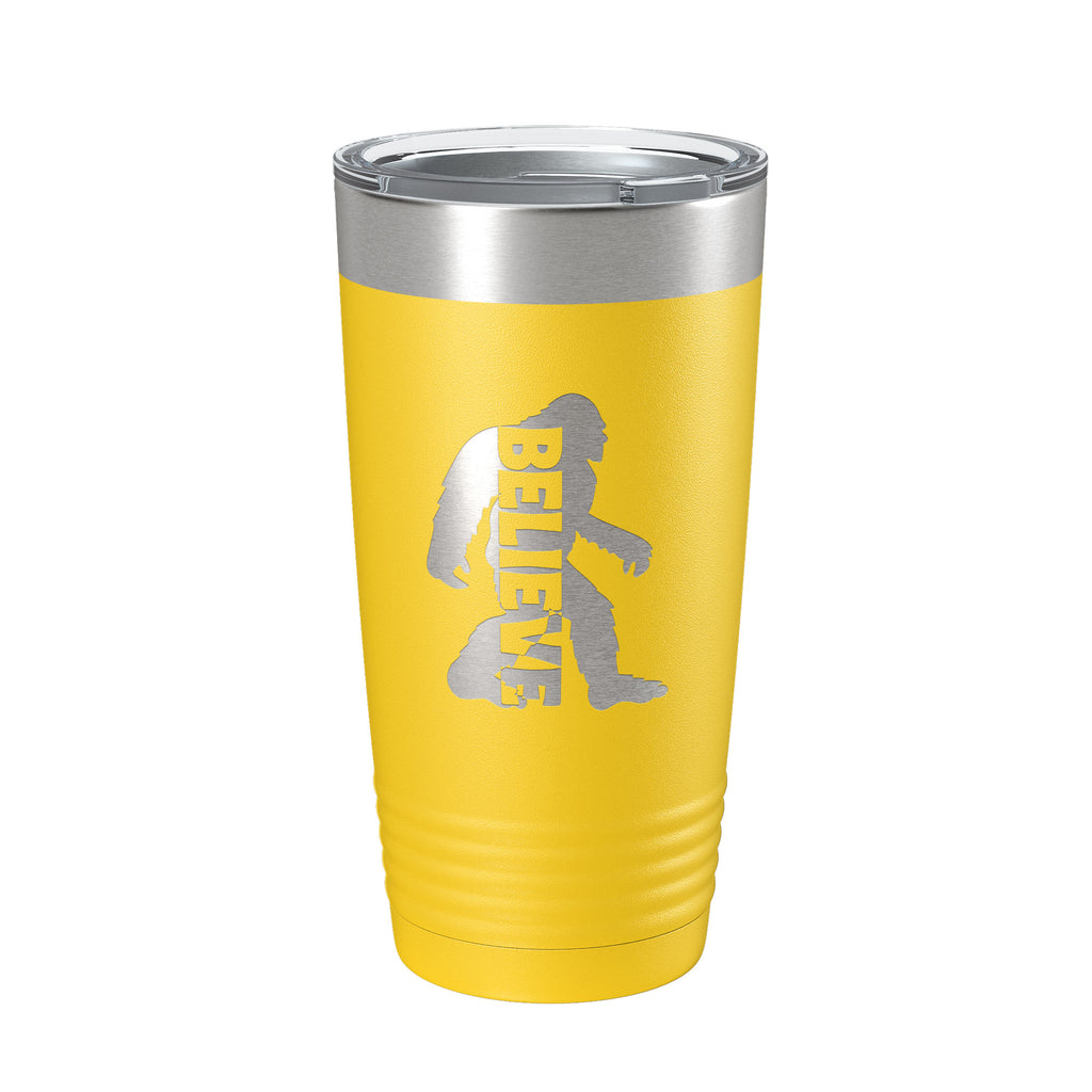 Bigfoot Tumbler I Believe Travel Mug Sasquatch Outdoorsman Camping Gift Insulated Laser Engraved Coffee Cup 20 oz