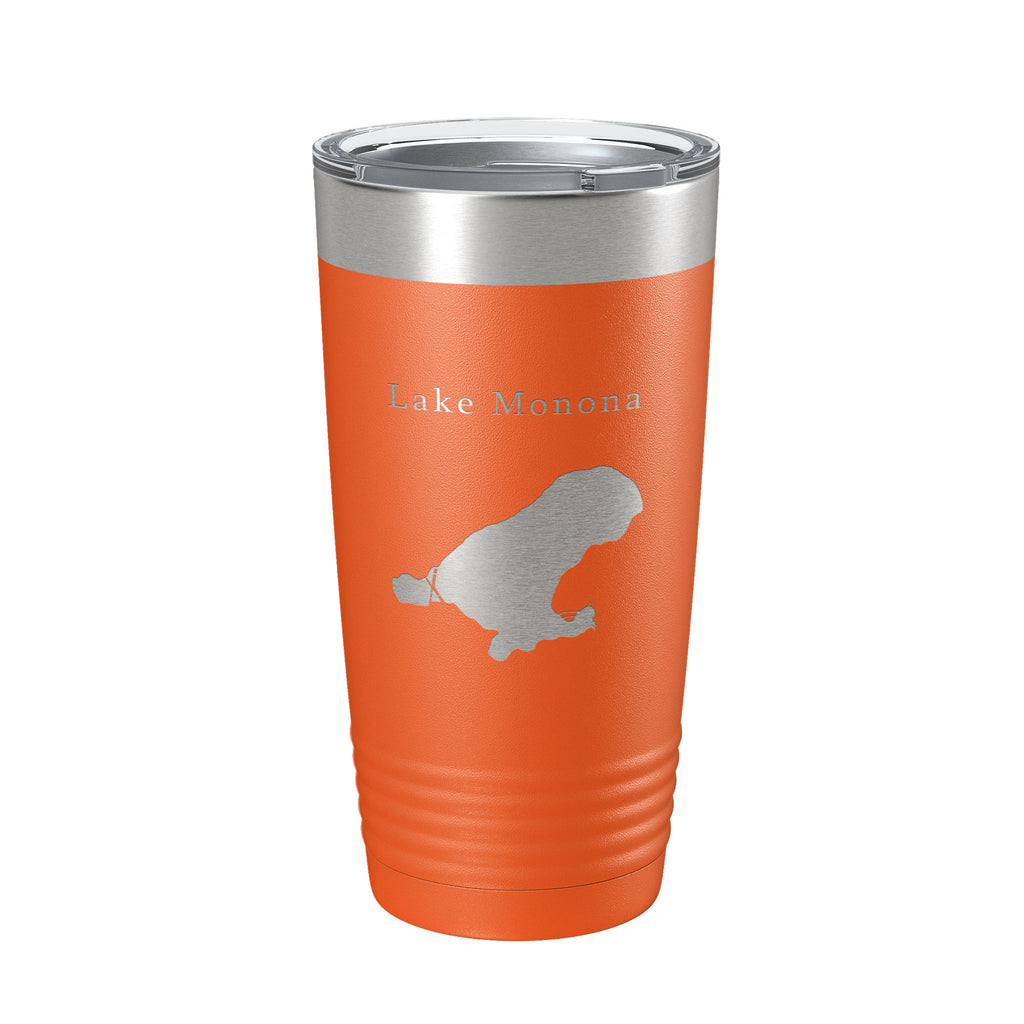 Lake Monona Map Tumbler Travel Mug Insulated Laser Engraved Coffee Cup Wisconsin 20 oz