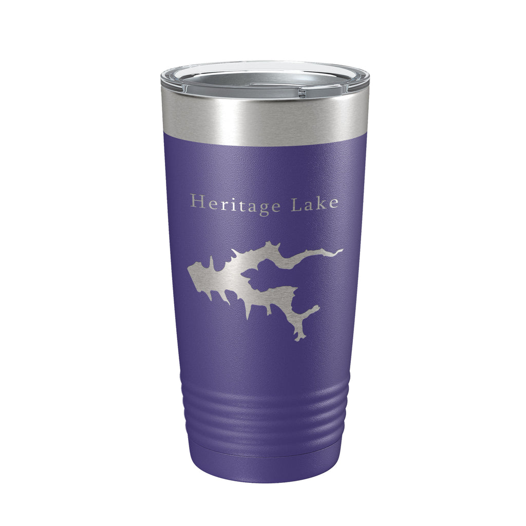 Heritage Lake Map Tumbler Travel Mug Insulated Laser Engraved Coffee Cup Illinois 20 oz