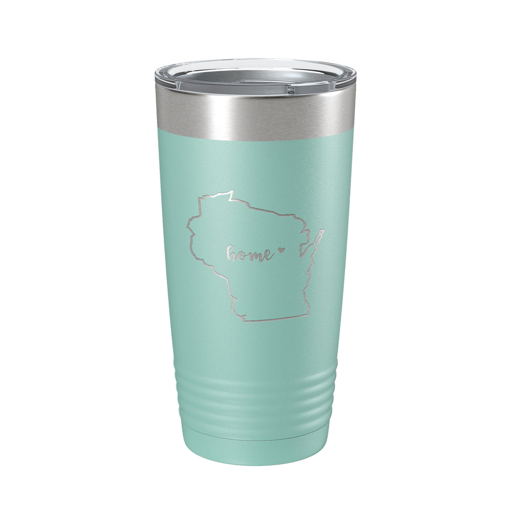 Wisconsin Tumbler Home State Travel Mug Insulated Laser Engraved Map Coffee Cup 20 oz