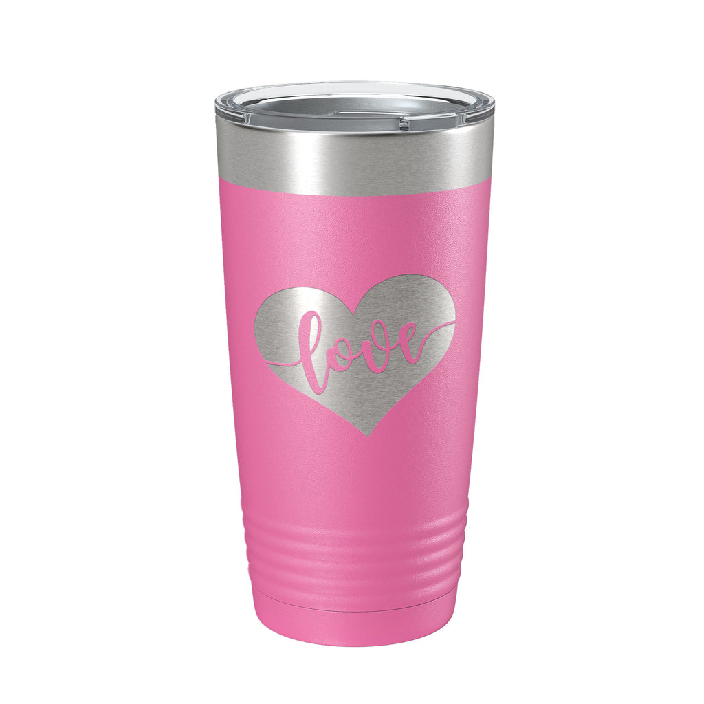 Love Tumbler Valentine's Day Heart Travel Mug Insulated Laser Engraved Coffee Cup 20 oz