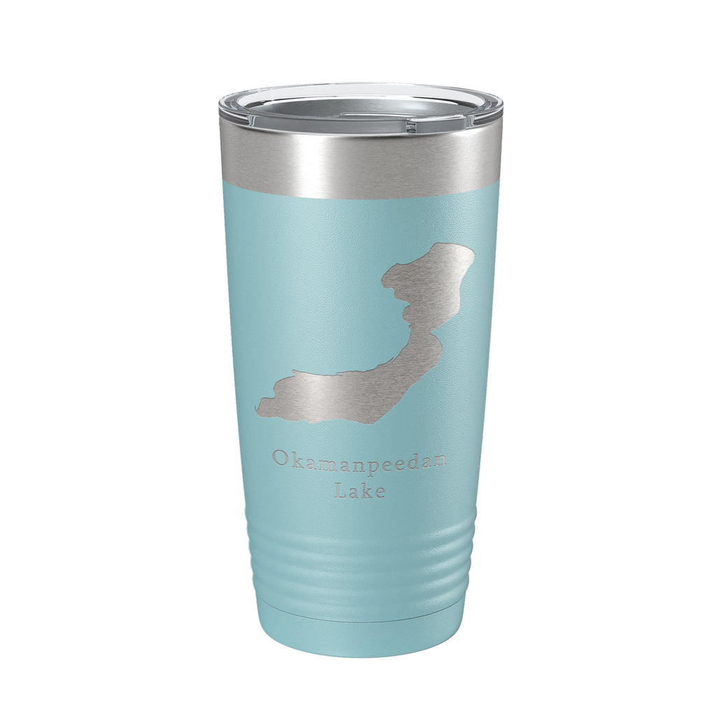 Okamanpeedan Lake Map Tumbler Travel Mug Insulated Laser Engraved Coffee Cup Iowa Minnesota 20 oz