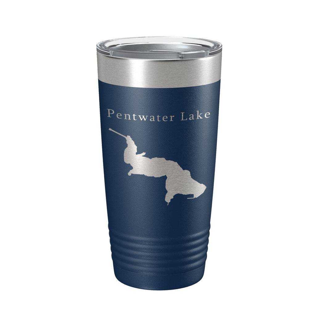 Pentwater Lake Map Tumbler Travel Mug Insulated Laser Engraved Coffee Cup Michigan 20 oz