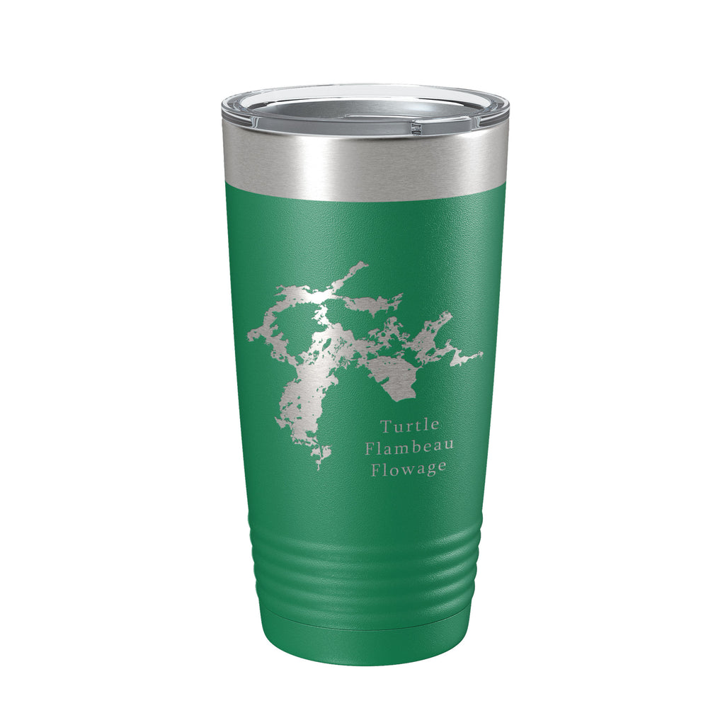 Turtle Flambeau Flowage Tumbler Lake Map Travel Mug Insulated Laser Engraved Coffee Cup Wisconsin 20 oz