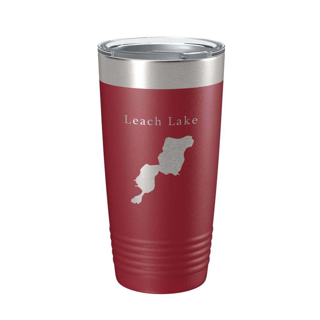 Leach Lake Map Tumbler Travel Mug Insulated Laser Engraved Coffee Cup Michigan 20 oz