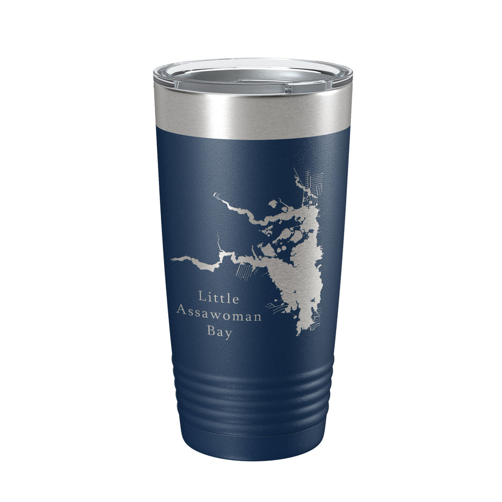 Little Assawoman Bay Tumbler Lake Map Travel Mug Insulated Laser Engraved Coffee Cup Delaware 20 oz