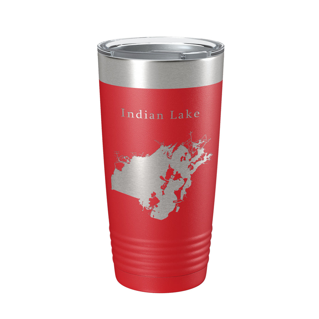 Indian Lake Map Tumbler Travel Mug Insulated Laser Engraved Coffee Cup Ohio 20 oz