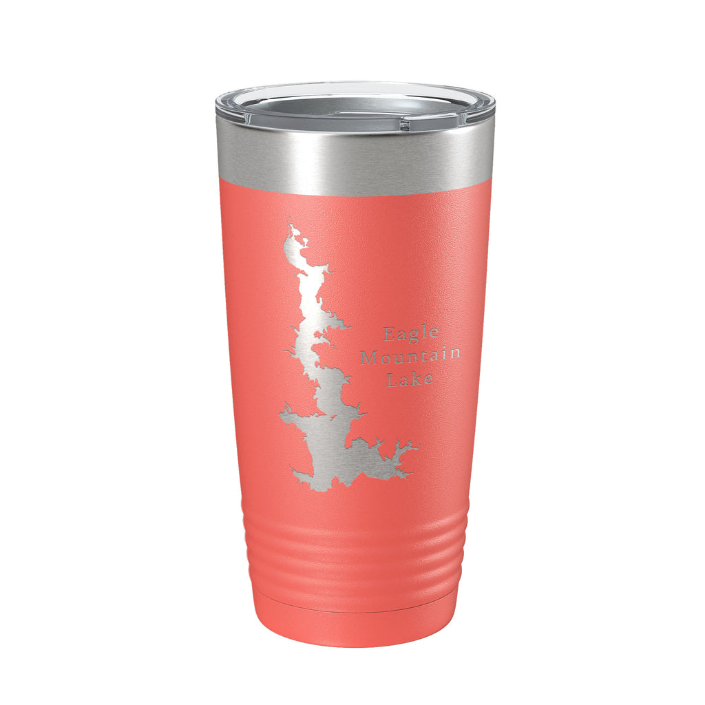 Eagle Mountain Lake Map Tumbler Travel Mug Insulated Laser Engraved Coffee Cup Texas 20 oz