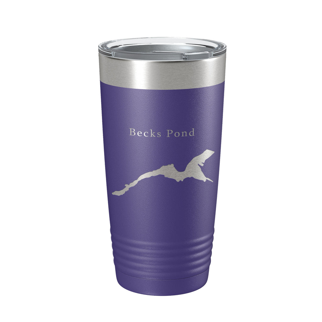 Becks Pond Tumbler Lake Map Travel Mug Insulated Laser Engraved Coffee Cup Delaware 20 oz