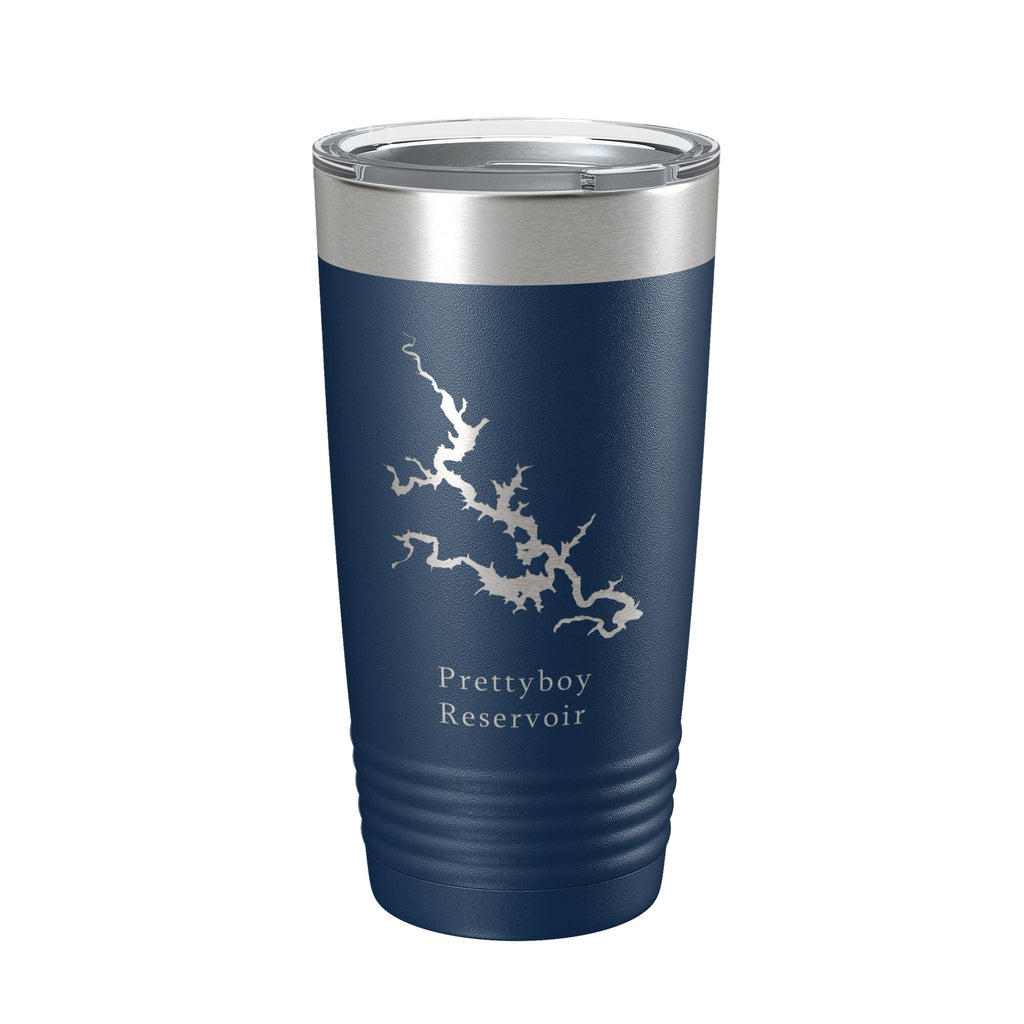 Prettyboy Reservoir Tumbler Lake Map Travel Mug Insulated Laser Engraved Coffee Cup Maryland 20 oz