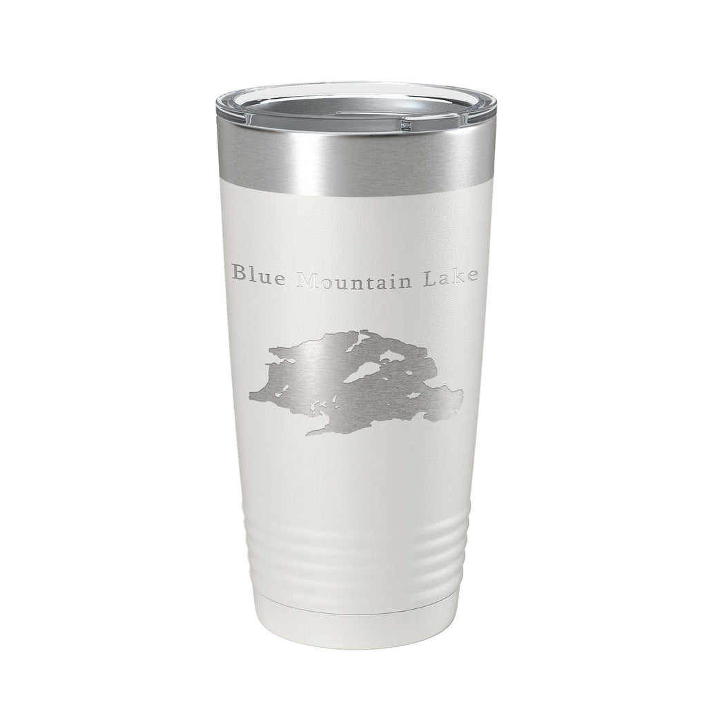 Blue Mountain Lake Map Tumbler Travel Mug Insulated Laser Engraved Coffee Cup New York 20 oz