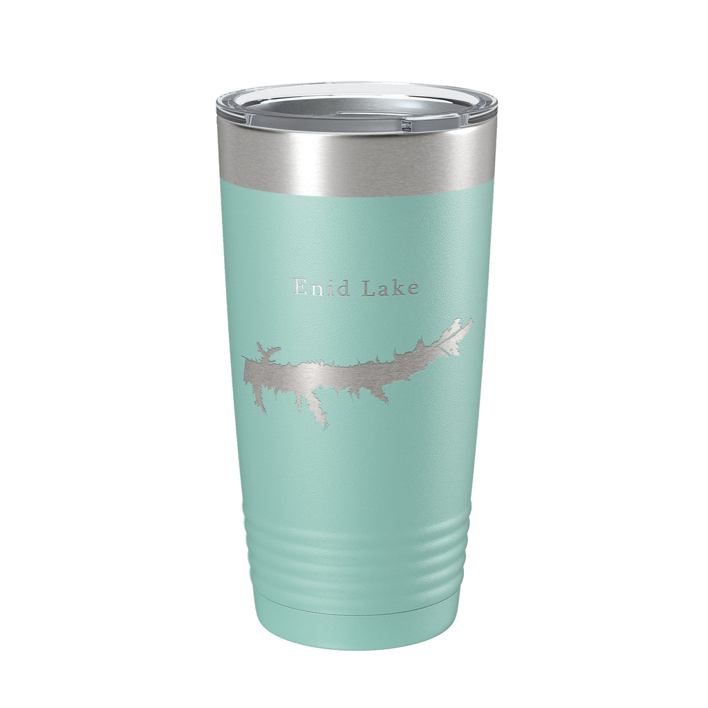 Enid Lake Map Tumbler Travel Mug Insulated Laser Engraved Coffee Cup Mississippi 20 oz