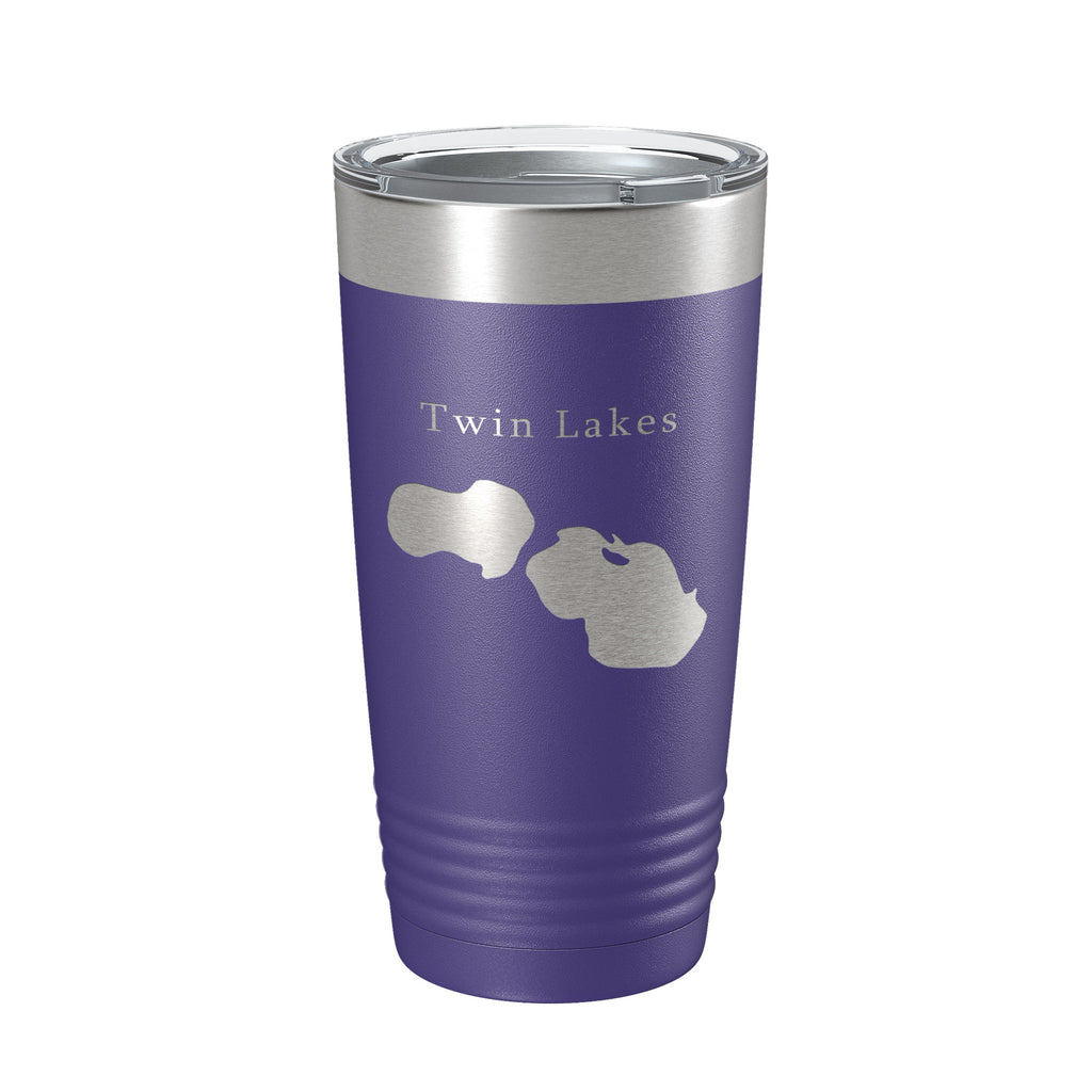 Twin Lakes Map Tumbler Travel Mug Insulated Laser Engraved Coffee Cup Muskegon County Michigan 20 oz