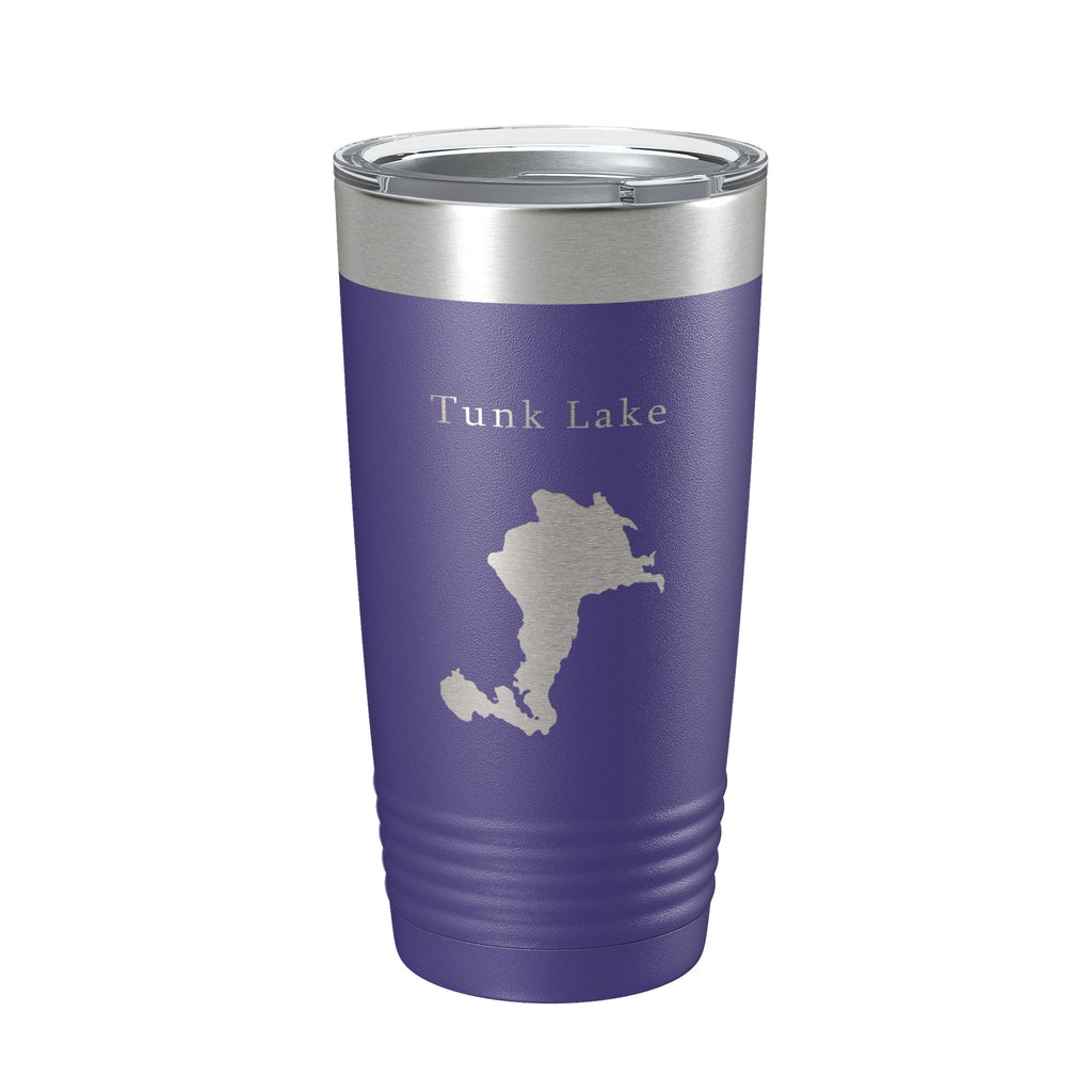 Tunk Lake Map Tumbler Travel Mug Insulated Laser Engraved Coffee Cup Maine 20 oz