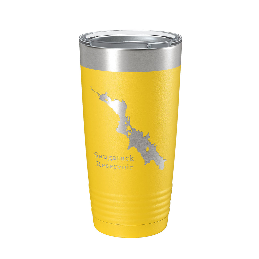 Saugatuck Reservoir Tumbler Lake Map Travel Mug Insulated Laser Engraved Coffee Cup Connecticut 20 oz