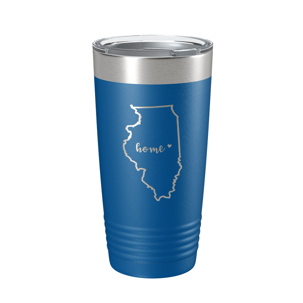 Illinois Tumbler Home State Travel Mug Insulated Laser Engraved Map Coffee Cup 20 oz