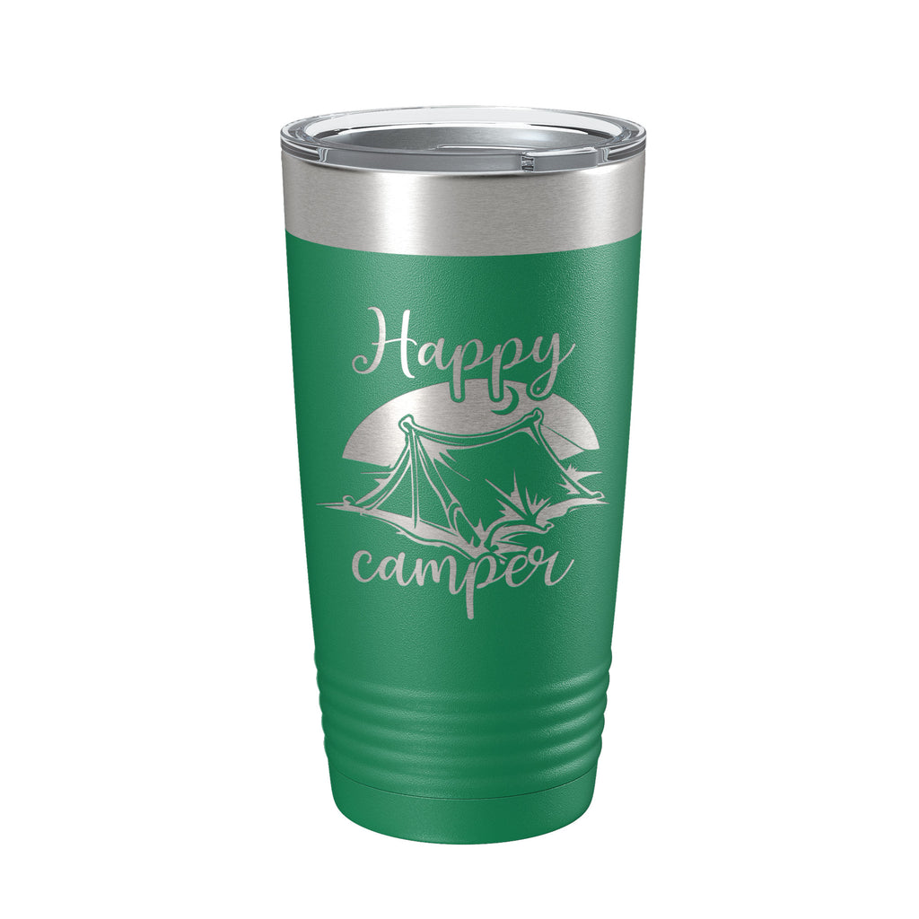 Happy Camper Tumbler Travel Mug Gift Insulated Laser Engraved Coffee Cup 20 oz