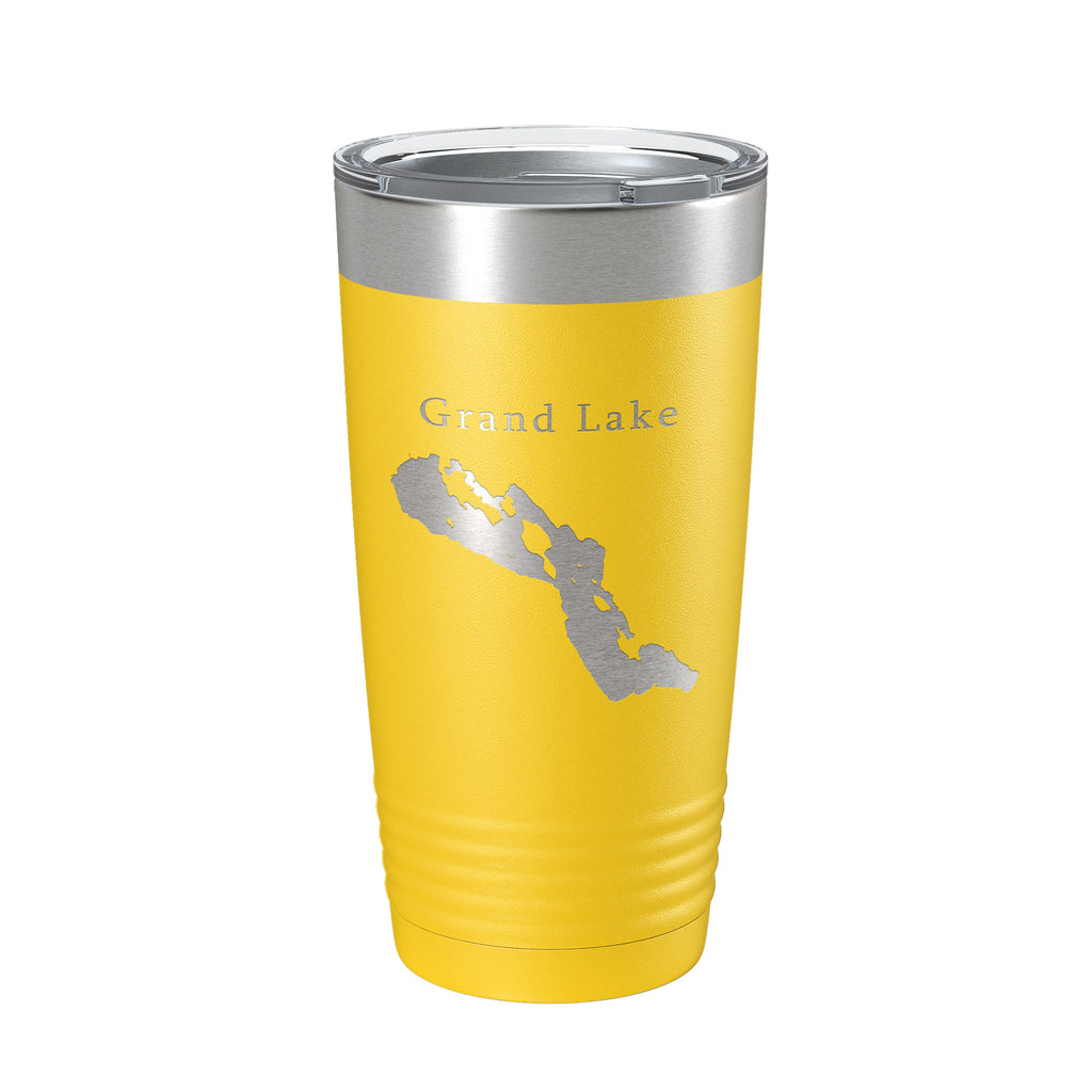 Grand Lake Map Tumbler Travel Mug Insulated Laser Engraved Coffee Cup Michigan 20 oz