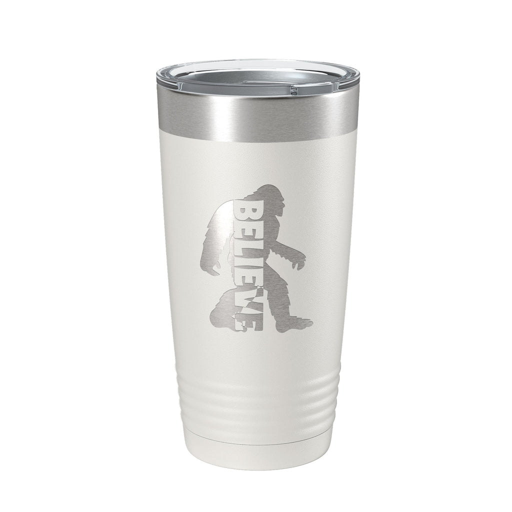 Bigfoot Tumbler I Believe Travel Mug Sasquatch Outdoorsman Camping Gift Insulated Laser Engraved Coffee Cup 20 oz