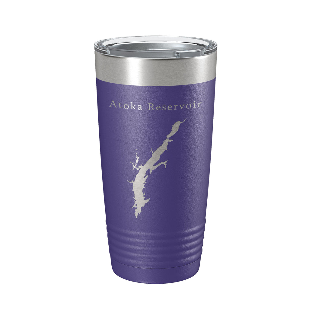 Atoka Reservoir Tumbler Lake Map Travel Mug Insulated Laser Engraved Coffee Cup Oklahoma 20 oz