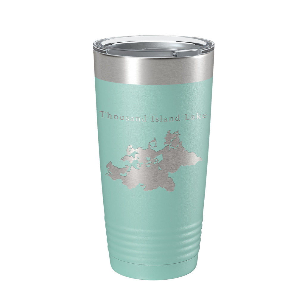 Thousand Island Lake Cisco Chain Map Tumbler Travel Mug Insulated Laser Engraved Coffee Cup Michigan 20 oz