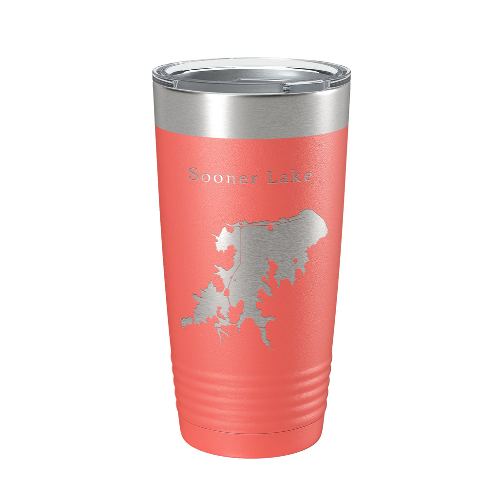 Sooner Lake Map Tumbler Travel Mug Insulated Laser Engraved Coffee Cup Oklahoma 20 oz